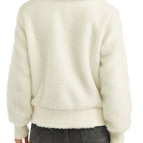 Jason Maxwell Women's  WHITE Faux Sherpa Bomber Jacket size M - Picture 3 of 5